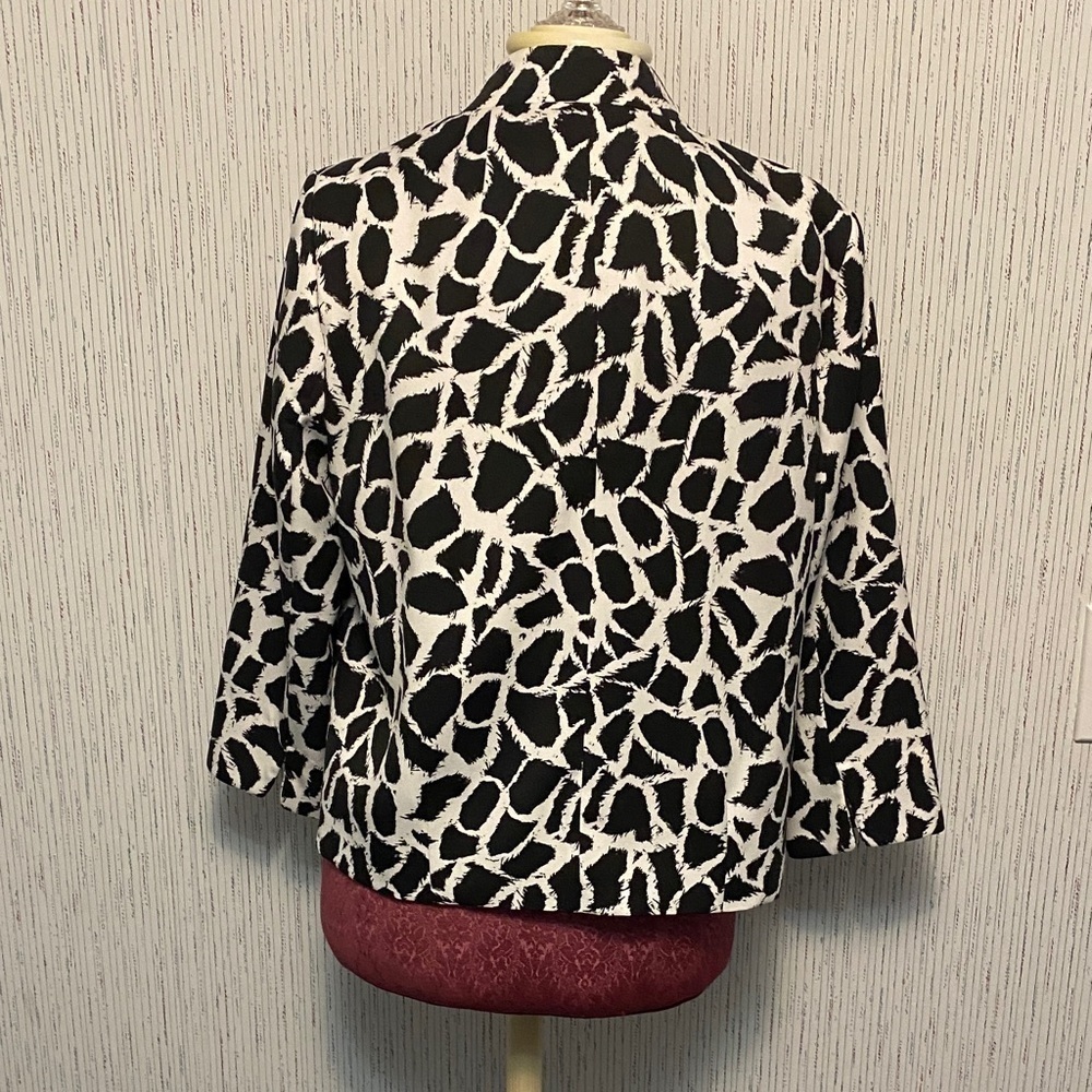 Kim Rogers Black & White Biker Punk Animal Print Teacher Classic Size 12 Blazer - Picture 3 of 7